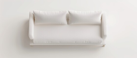 A white couch with two pillows on it