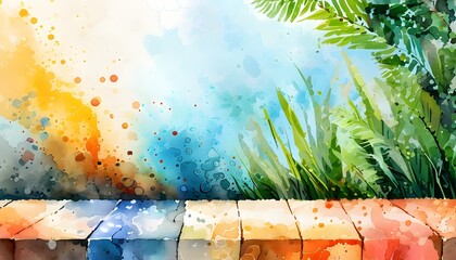 Wall Mural - colorful abstract watercolor hand-painted backdrop