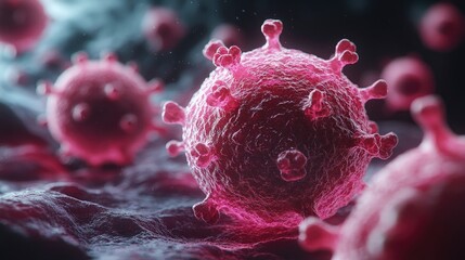 Close-up of a virus cell with blurry background