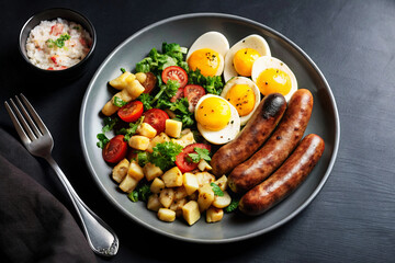 Wall Mural - Hearty Breakfast with Sausages