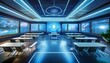 © Sophia - Design a futuristic classroom with holographic displays, interactive touchscreens, and AI-driven teaching tools, showcasing the integration of technology in education