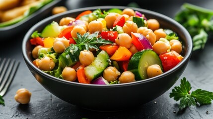 Poster - A bowl of a salad with vegetables and other ingredients, AI