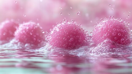 Sticker - Pink Spheres Floating in Water with Bubbles