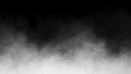realistic moving white smoke on black background. slow motion of fume rising up. white fog floating 