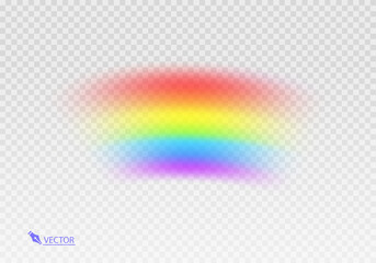 Wall Mural - Graphic rainbow with transparent background  Shape arch realistic isolated on white transparent background. Colorful light and bright design element Vector illustration