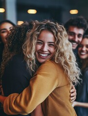 Wall Mural - Group Hug in Office Environment