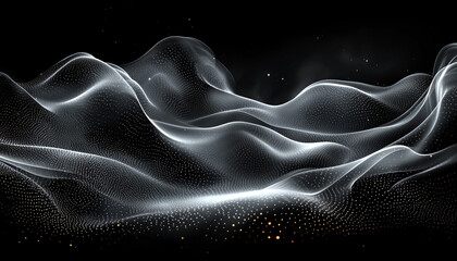 Canvas Print - Dark space wave pattern flowing underwater, futuristic glowing galaxy generated by AI