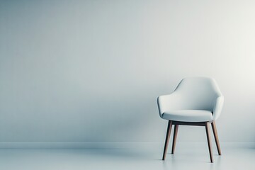 Wall Mural - Minimalist white chair in empty room with copy space