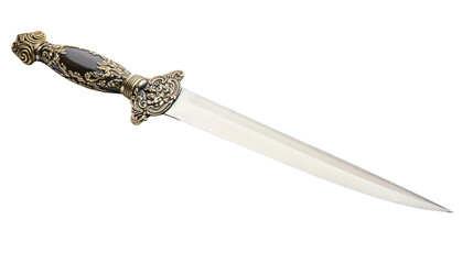 Ornate Dagger with Black and Gold Handle.