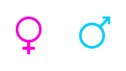 male and female symbols, Gender icon, Pink and blue male female icon, vector illustration.