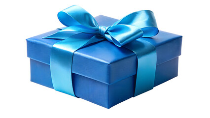 Wall Mural - Blue gift box with ribbon for occasions, cut out transparent