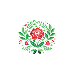 Wall Mural - Red rose logo design, black rose sample template