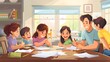 © Beer AI - Family setting up a home classroom for multiple children