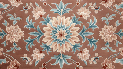 Floral vintage carpet design with pastel tones. Generative ai