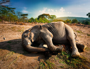 an elephant killed by poachers for their ivory