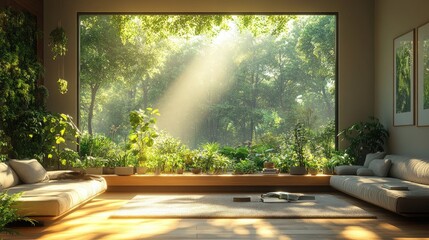 Retirement Home Interior with Green Environment and Sustainability