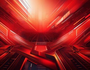 Wall Mural - vibrant abstract red technology modern background design with futuristic elements - dynamic digital 