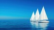 © weerasak - Tranquil seascape featuring three elegant sailboats gliding across calm blue waters under a clear azure sky.