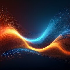Wall Mural - Glowing orange and blue particle waves interweaving in dynamic abstract background - vibrant vector illustration for design projects and creative concepts