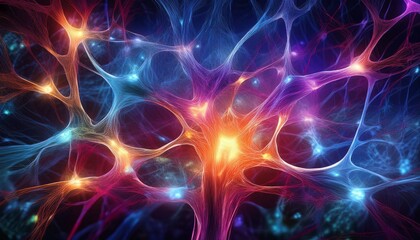 Wall Mural - Vibrant neuron creation abstract brain background for science and humanity exploration