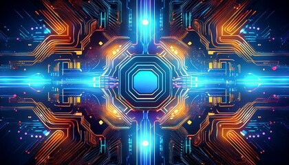 Wall Mural - futuristic electronic circuit technology abstract 2d illustration