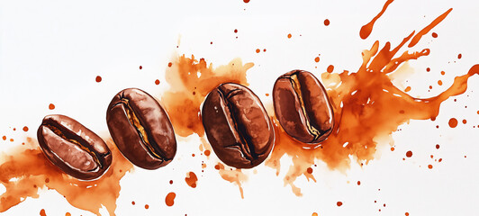 watercolor coffee beans background