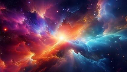 Wall Mural - vibrant colorful space galaxy nebula in a starry night cosmos - universe science and astronomy super