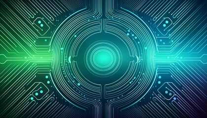 Wall Mural - Futuristic digital technology banner abstract circuit concept on green and blue background, innovation future data, internet network, ai big data, futuristic wifi connection - illustration