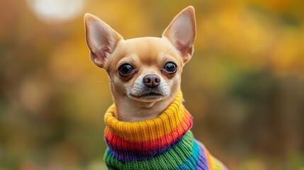 Chihuahua in a rainbow collar