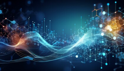 Wall Mural - abstract biotechnology innovation dynamic digital background with molecular structures and technological elements