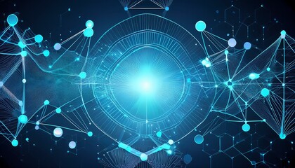 Wall Mural - abstract biotechnology innovation dynamic digital background with molecular structures and technological elements