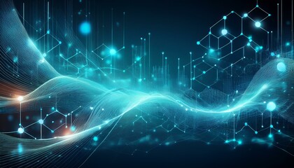 Wall Mural - abstract biotechnology innovation dynamic digital background with molecular structures and technological elements