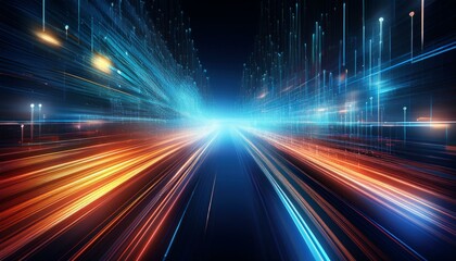 Wall Mural - dynamic technology background with speed lines abstract illustration of information flow, ideal for 