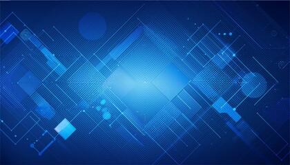 Wall Mural - Blue tech geometry abstract vector background with futuristic elements in shades of blue - modern digital design for web, print, and technology concepts