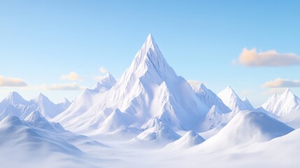 Poster - A large snow covered mountain with a blue sky in the background, AI