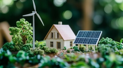 A hands-on science project involving renewable energy, with wind turbines and solar panels.