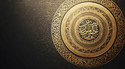 Intricate Golden Arabic Calligraphy Design on a Black Background - A Stunning Abstract Background Animation