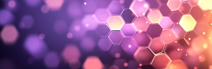 Wall Mural - hexagonal geomatric shapes abstract background in purple and orange banner