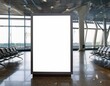 © Rindi - Blank white led light box in airport lounge mockup