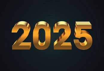 2024 Happy New Year Typography Gold Design Abstract Vector Illustration With Black Background