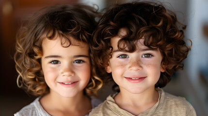 Sticker - Kids Brother And Sister With Selfie Portrait 