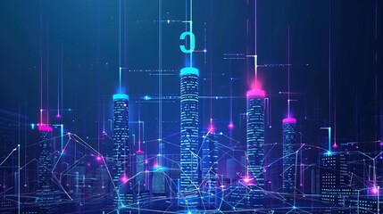 Wall Mural - Cyber Cityscape: The Digital Future