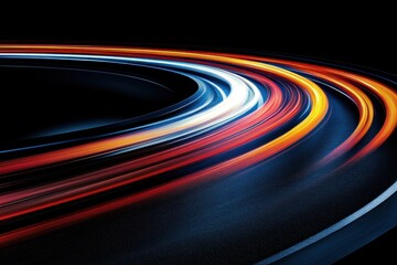 Wall Mural - abstract light trails on dark background with vibrant colors