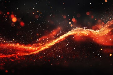 Wall Mural - Glowing red abstract particle wave background