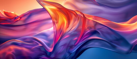 Wall Mural - Abstract fluid shapes and vibrant colors blend seamlessly, creating a captivating visual experience of motion and harmony.