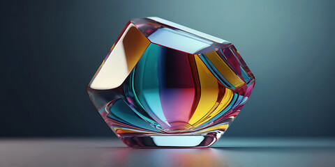 Geometrical glass form on a light background, abstract illustration