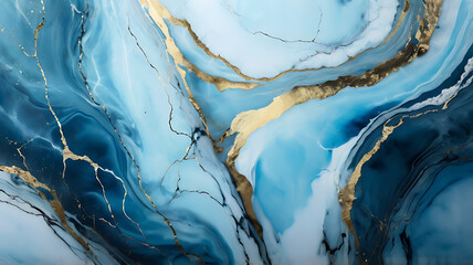 Wall Mural - Blue and Gold Marble Background