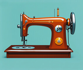 vintage sewing machine illustration. professional tailor equipment.