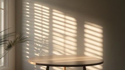 Wall Mural - Serene morning light casting shadows in modern interior