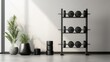 © Panupan - Modern Home Gym Interior with Dumbbell Rack and Plants